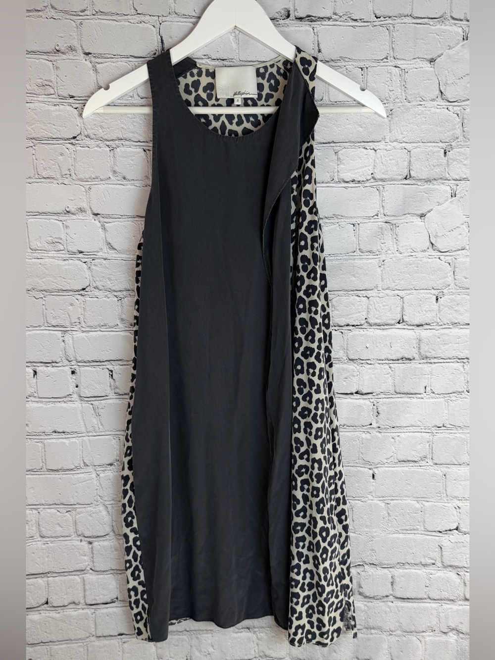 3.1 Phillip Lim Black and Cream Silk Leopard Print Dress